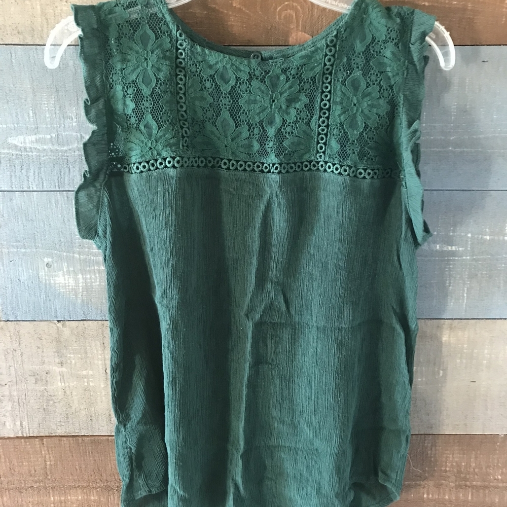 Sleeveless Green Blouse